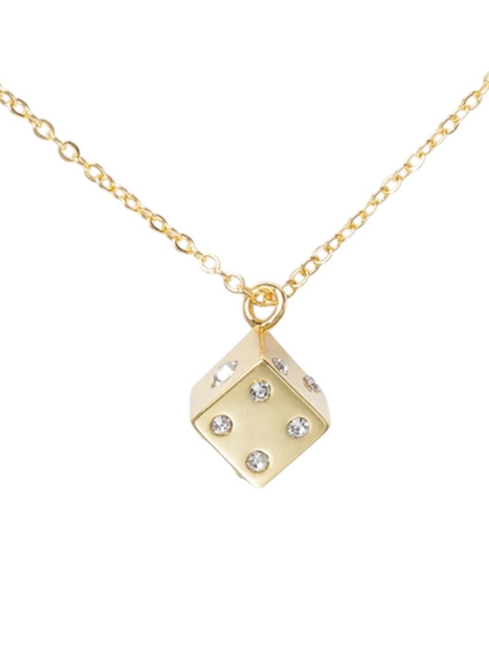 New Amanda Blu Dice Di Cubic Zirconia Rhinestone 18K Dipped Gold Necklace